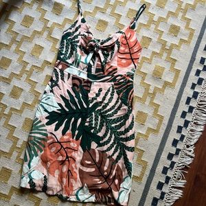 FARM Rio Tropical Print Dress - Green, Orange, Brown